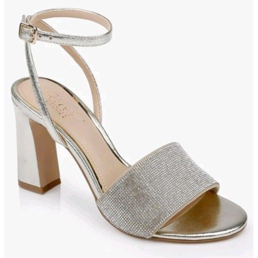 Sz 6 - Badgley Mischka Hattie Block Heel Sparkly Sandals